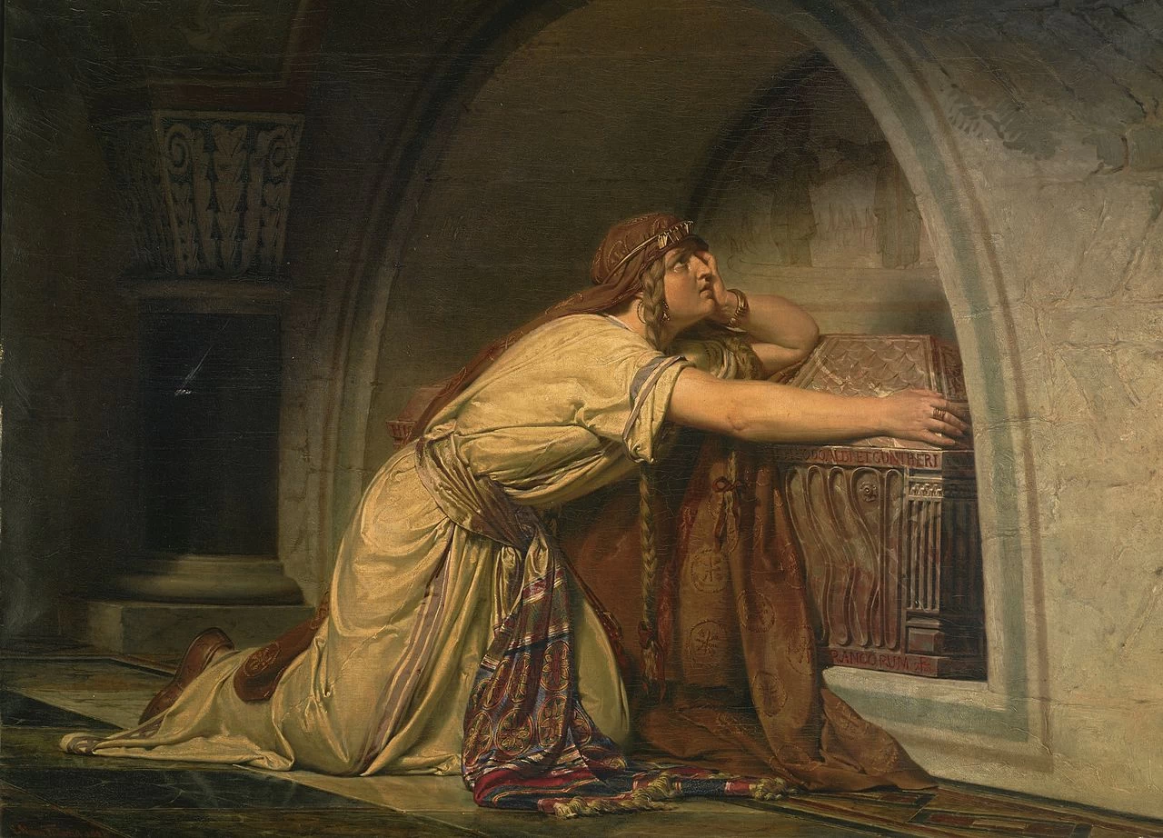 Clotilde presso la tomba dei nipoti